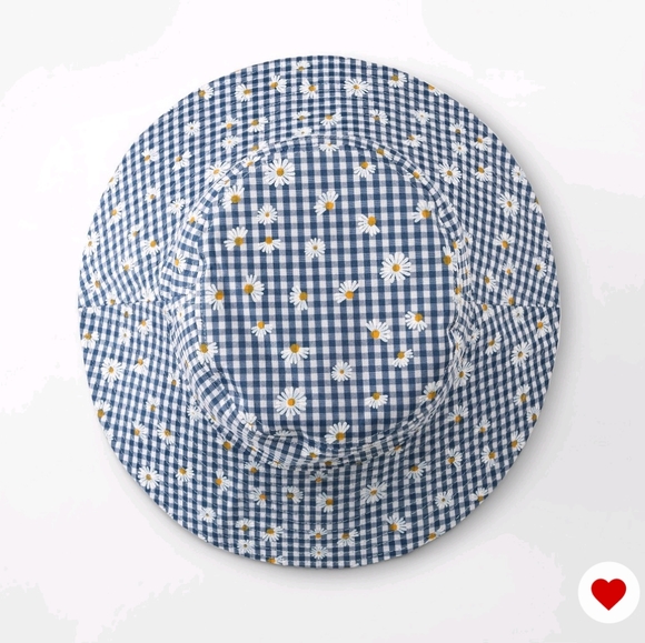 🌼 NWT 🌼 Blue Daisy Checkered Print Bucket Hat - Picture 2 of 12